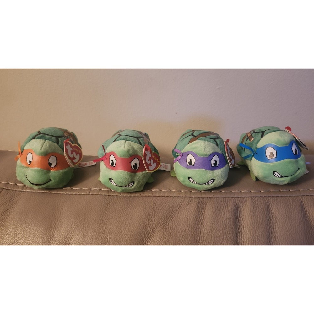 TMNT Set‎ of 4 Teeny Ty Beanie Babies 2016 Plush Ninja Turtles W/ Tags Like New